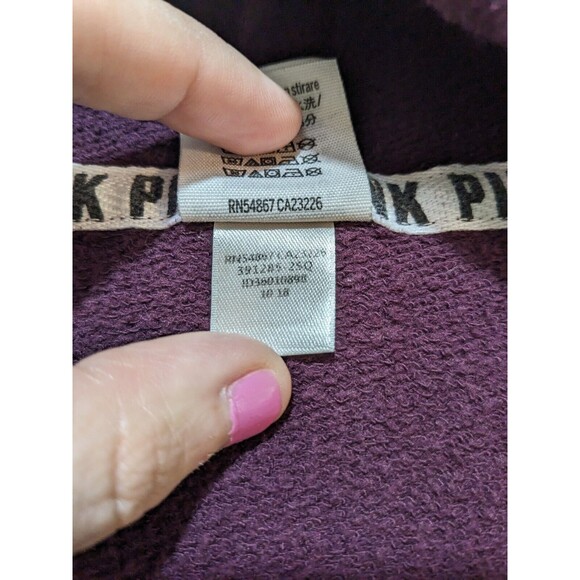 Pink by Victoria's Secret Long Sleeves Mock Neck Logo Sweatshirt Purple Size L - Picture 6 of 9